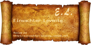 Einvachter Levente névjegykártya